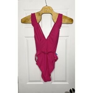Skinny Dippers Women's Cinch Belted One Piece‎ Bathing Suit Pink XL New